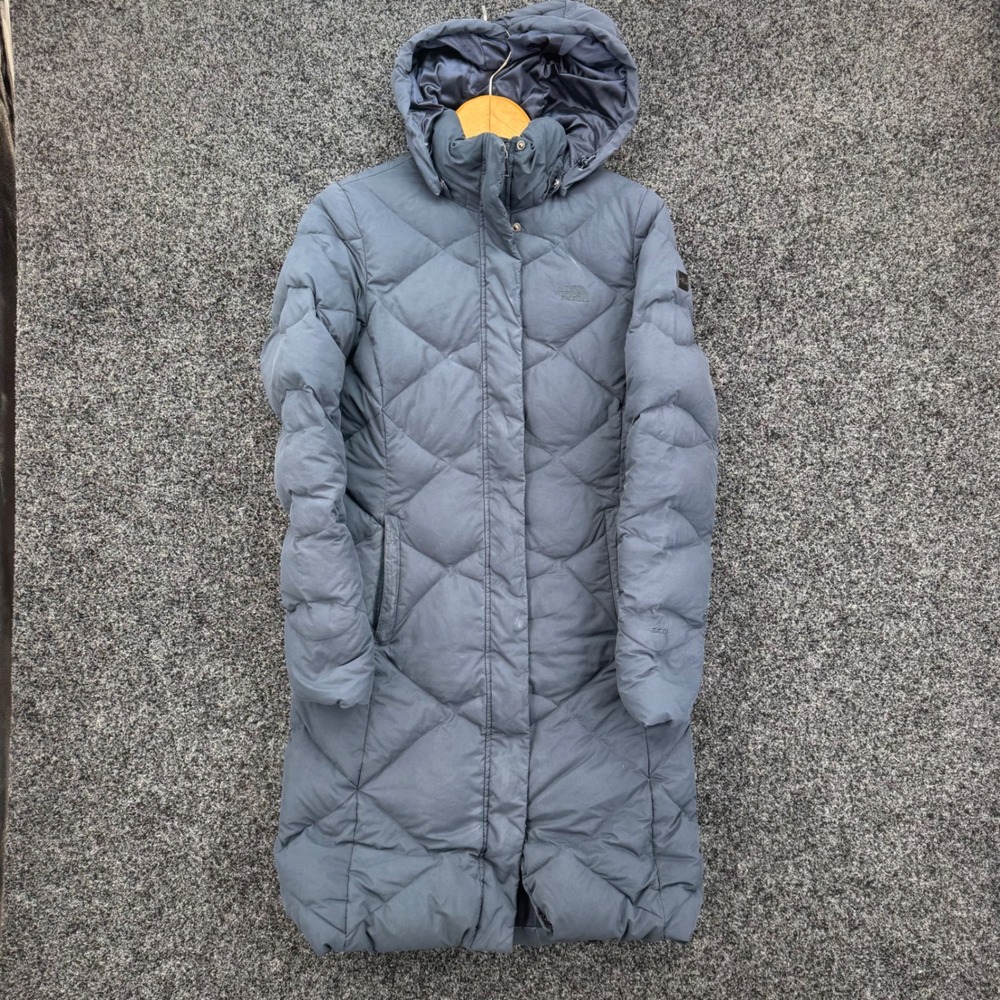 The North Face Miss Metro Down Parka Blue Long Quilted Hooded Puffer Coat XS